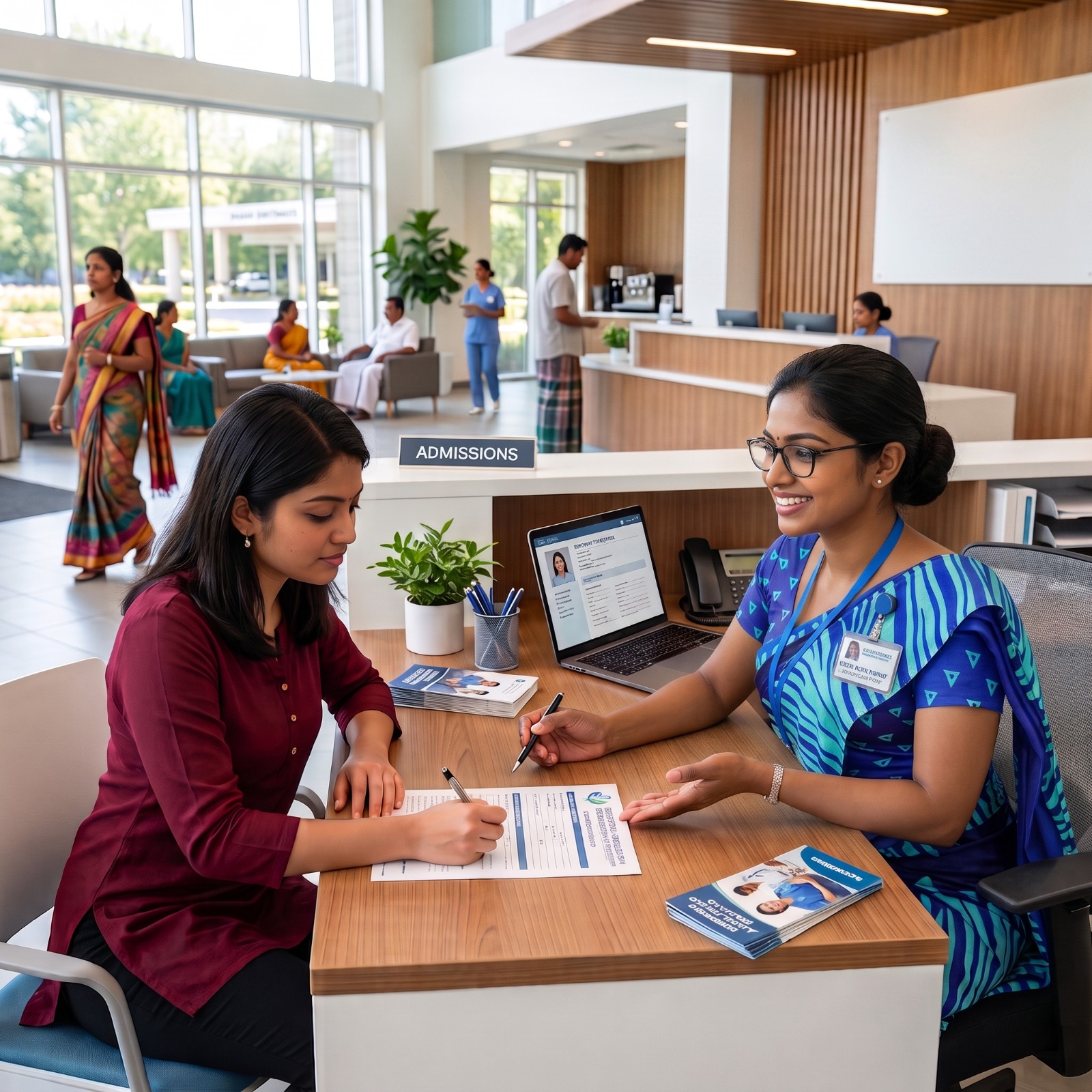 Blue Cross Academy Admissions Officer assisting a student